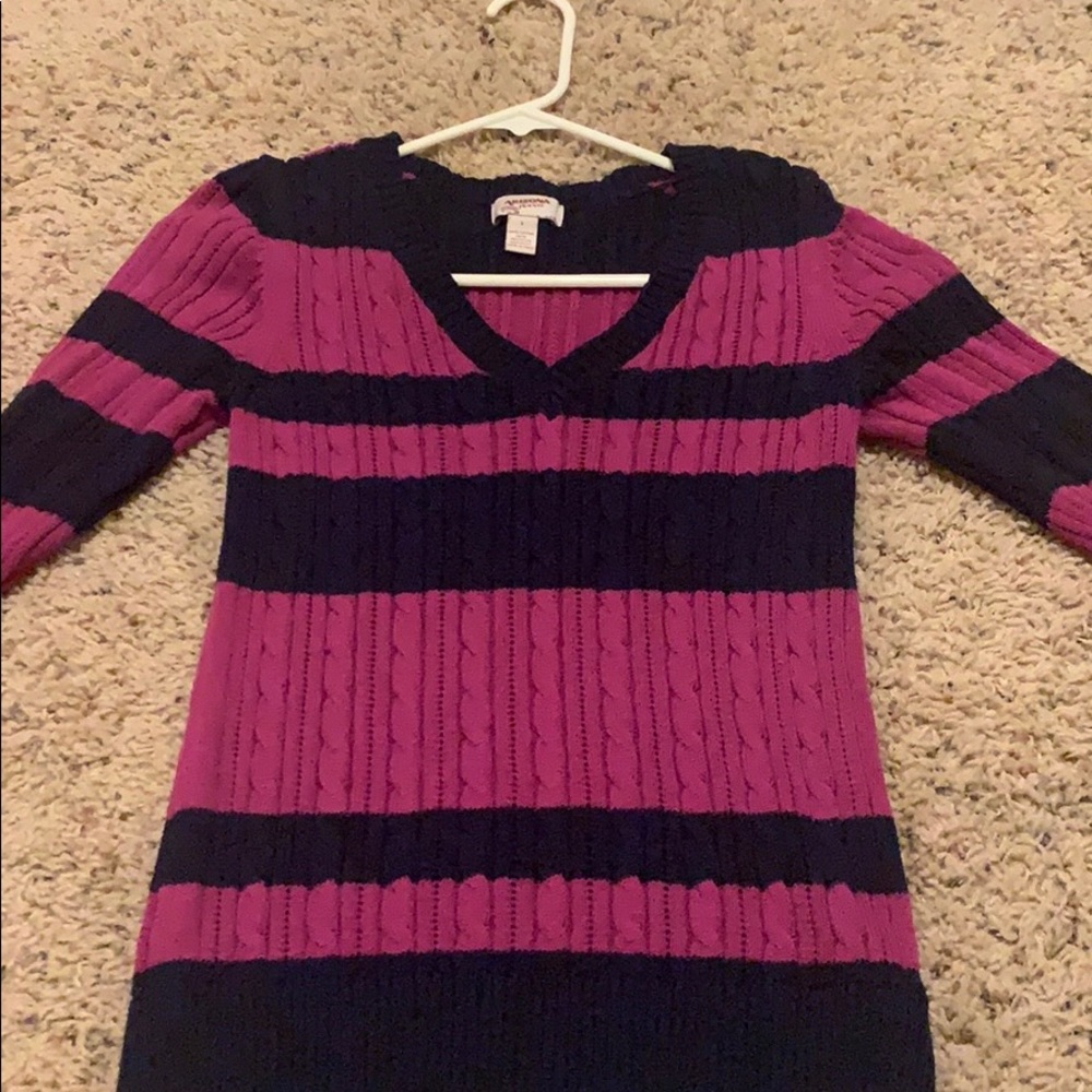 purple and navy blue sweater